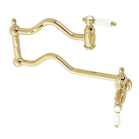 Kingston Brass KS2102BPL Bel Air Wall Mount Pot Filler, Polished Brass KS2102BPL